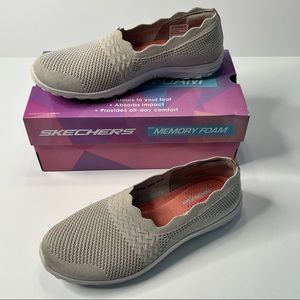 Skechers with Memory Foam Beige / Natural  Slip On Shoes - Size 9.5